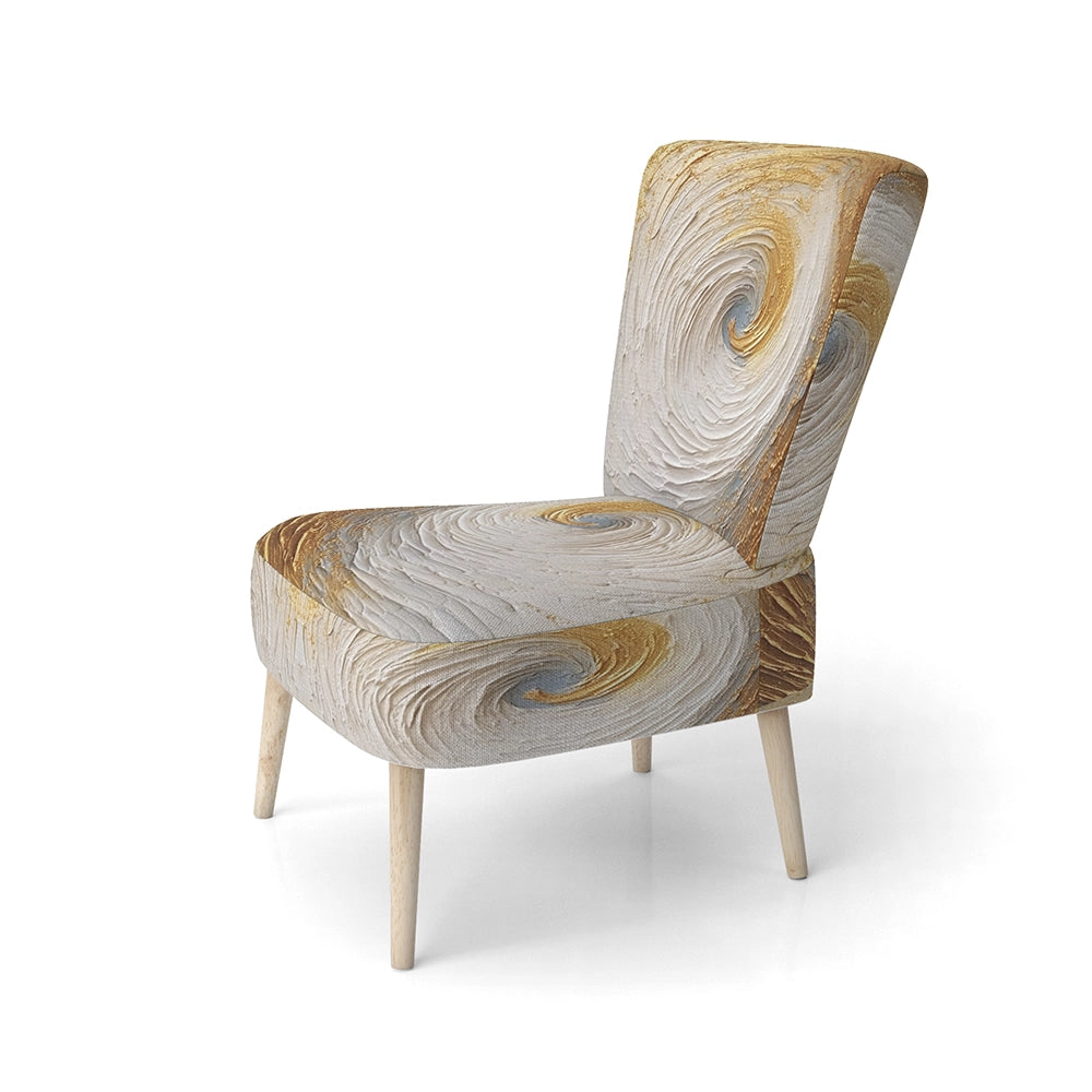 Gold Cream Infinite Swirls IV- Upholstered Accent Chair
