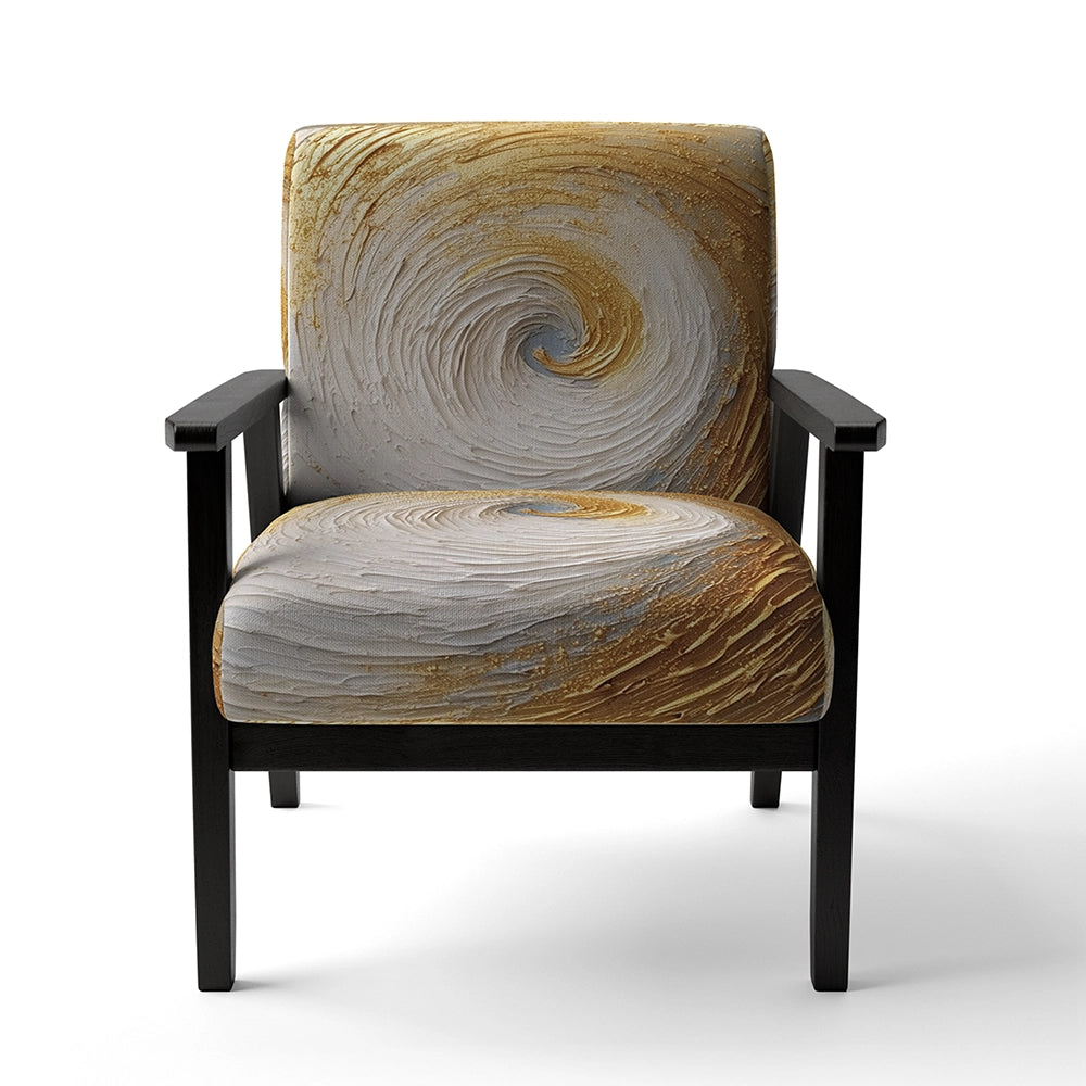 Gold Cream Infinite Swirls IV- Upholstered Accent Chair
