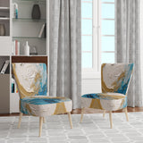 Gold and Turquoise Spiral Nebula - Upholstered Modern Accent Chairs