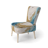Gold and Turquoise Spiral Nebula - Upholstered Modern Accent Chairs