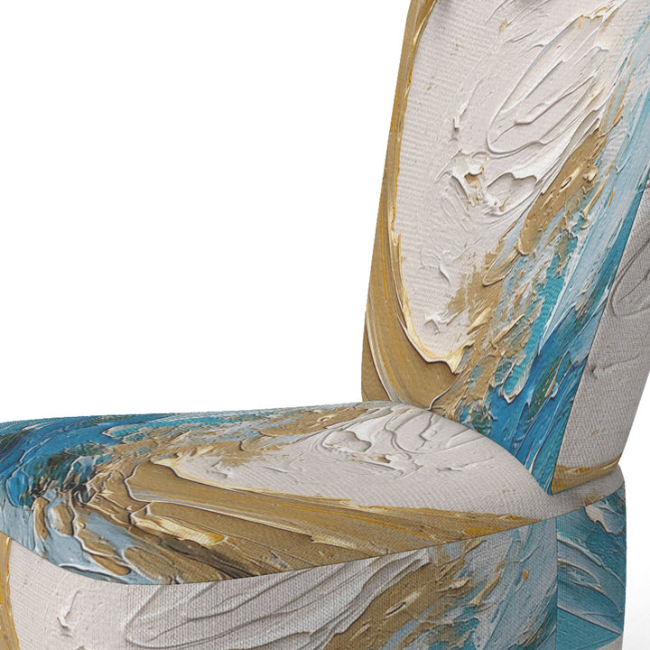 Gold and Turquoise Spiral Nebula - Upholstered Modern Accent Chairs