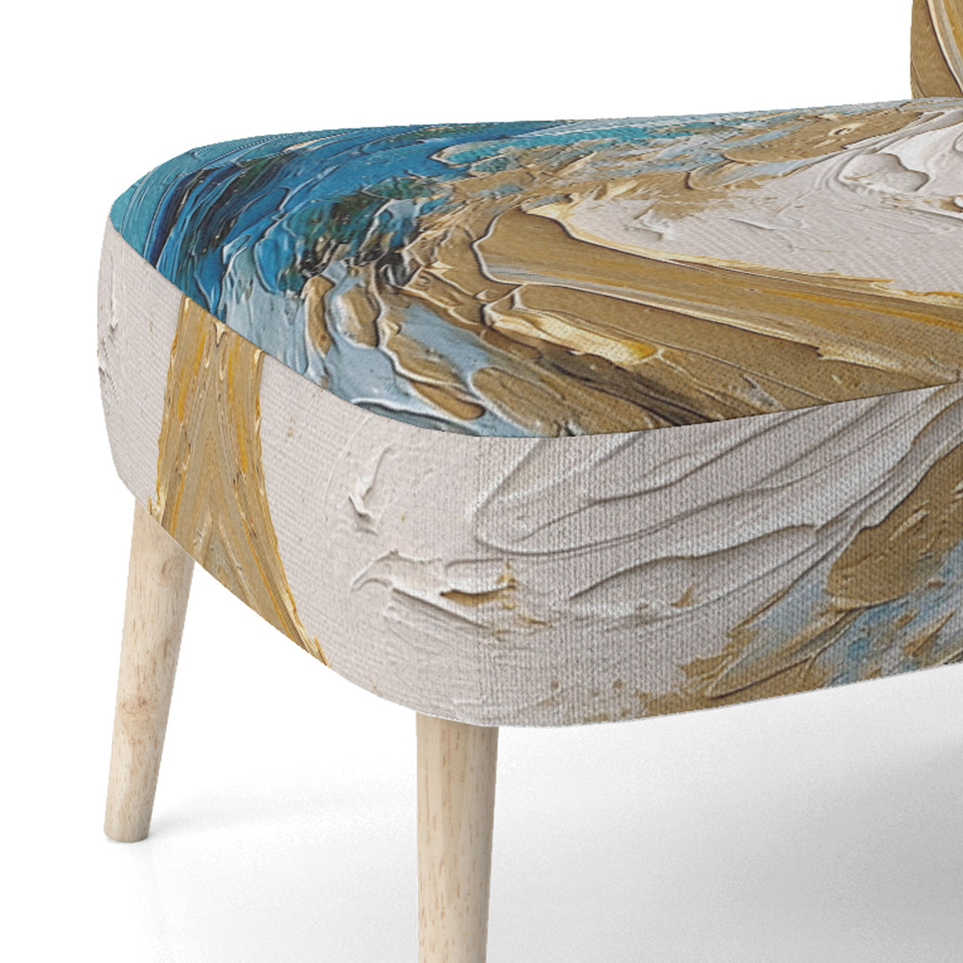 Gold and Turquoise Spiral Nebula - Upholstered Modern Accent Chairs
