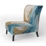 Gold and Turquoise Spiral Nebula - Upholstered Modern Accent Chairs