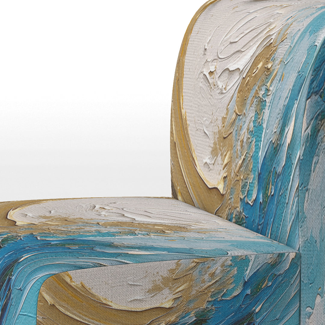 Gold and Turquoise Spiral Nebula - Upholstered Modern Accent Chairs