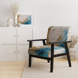 Gold and Turquoise Spiral Nebula - Upholstered Modern Accent Chairs