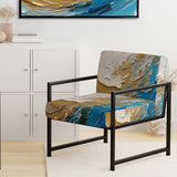 Gold and Turquoise Spiral Nebula - Upholstered Modern Accent Chairs