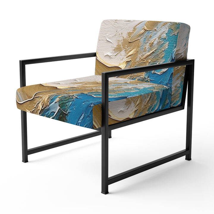 Gold and Turquoise Spiral Nebula - Upholstered Modern Accent Chairs
