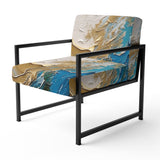 Gold and Turquoise Spiral Nebula - Upholstered Modern Accent Chairs