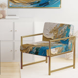 Gold and Turquoise Spiral Nebula - Upholstered Modern Accent Chairs