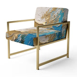 Gold and Turquoise Spiral Nebula - Upholstered Modern Accent Chairs