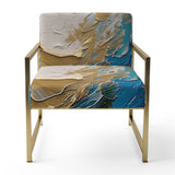 Gold and Turquoise Spiral Nebula - Upholstered Modern Accent Chairs