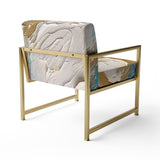 Gold and Turquoise Spiral Nebula - Upholstered Modern Accent Chairs