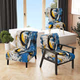 Blue White Cubist Fusion - Modern Arm Chair