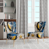 Blue White Cubist Fusion - Modern Arm Chair