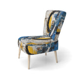 Blue White Cubist Fusion - Modern Arm Chair