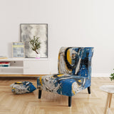 Blue White Cubist Fusion - Modern Arm Chair