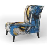 Blue White Cubist Fusion - Modern Arm Chair