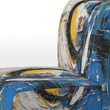 Blue White Cubist Fusion - Modern Arm Chair