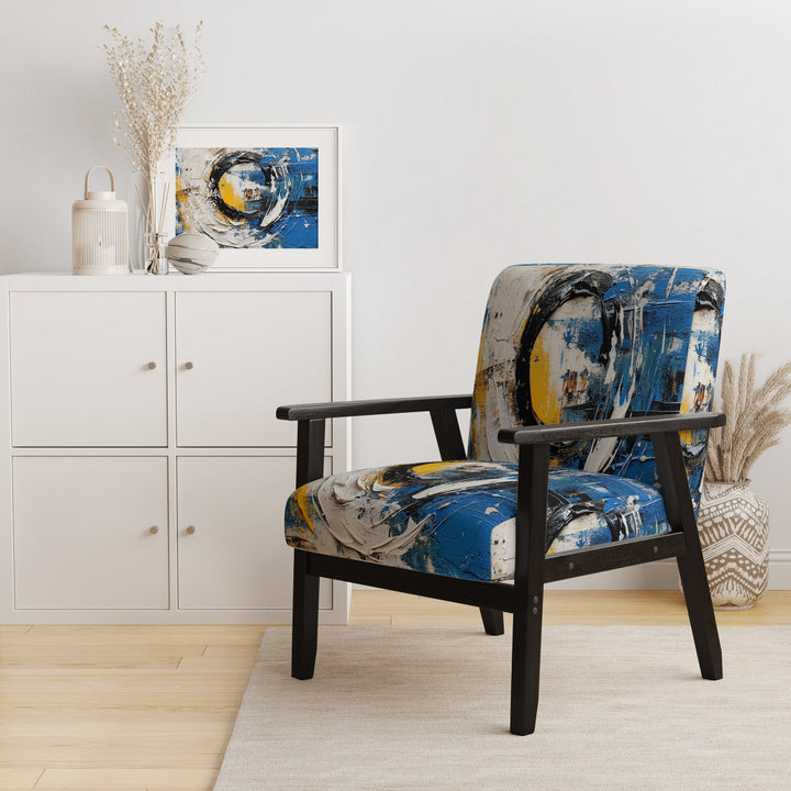 Blue White Cubist Fusion - Modern Arm Chair