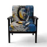 Blue White Cubist Fusion - Modern Arm Chair