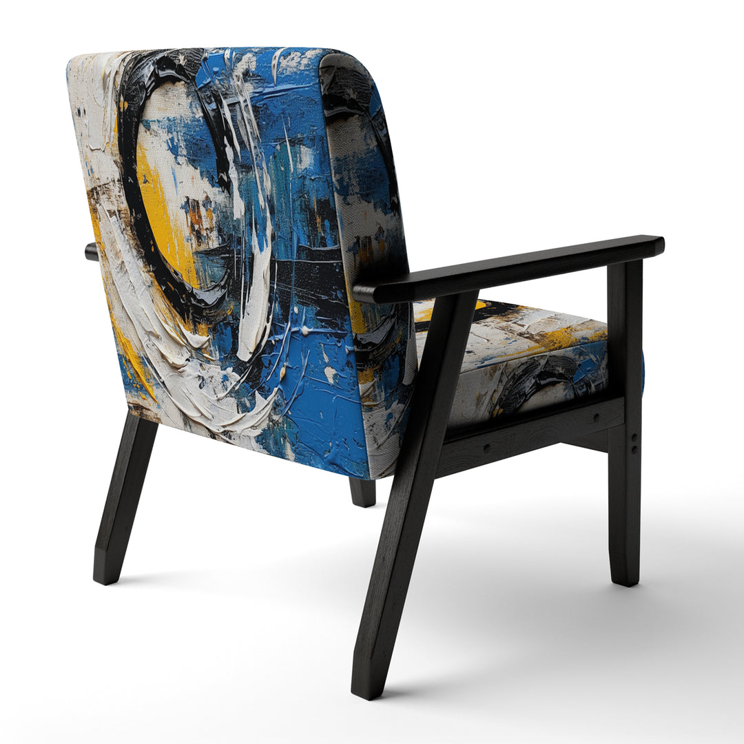 Blue White Cubist Fusion - Modern Arm Chair