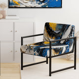 Blue White Cubist Fusion - Modern Arm Chair