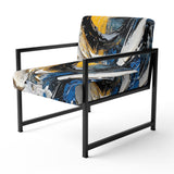 Blue White Cubist Fusion - Modern Arm Chair