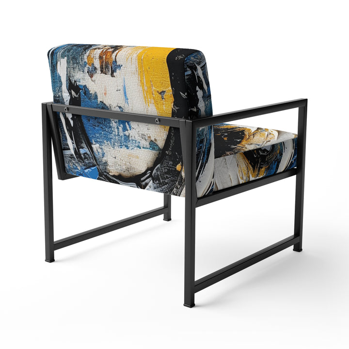 Blue White Cubist Fusion - Modern Arm Chair