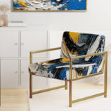 Blue White Cubist Fusion - Modern Arm Chair