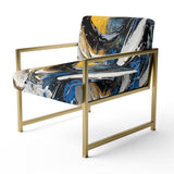 Blue White Cubist Fusion - Modern Arm Chair