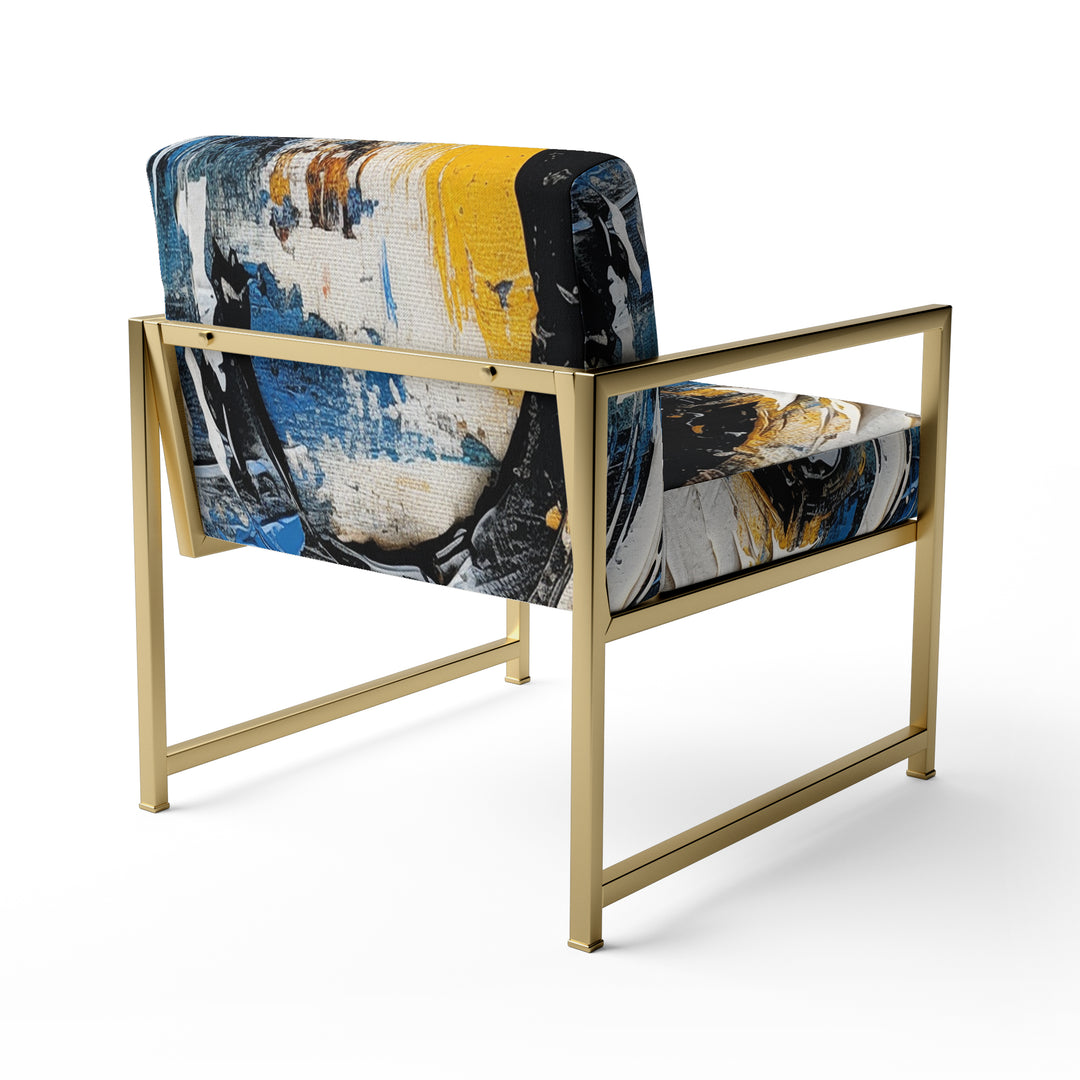 Blue White Cubist Fusion - Modern Arm Chair