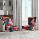 Red Teal Cubist Fusion - Modern Accent Side Chair