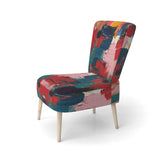 Red Teal Cubist Fusion - Modern Accent Side Chair