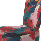 Red Teal Cubist Fusion - Modern Accent Side Chair
