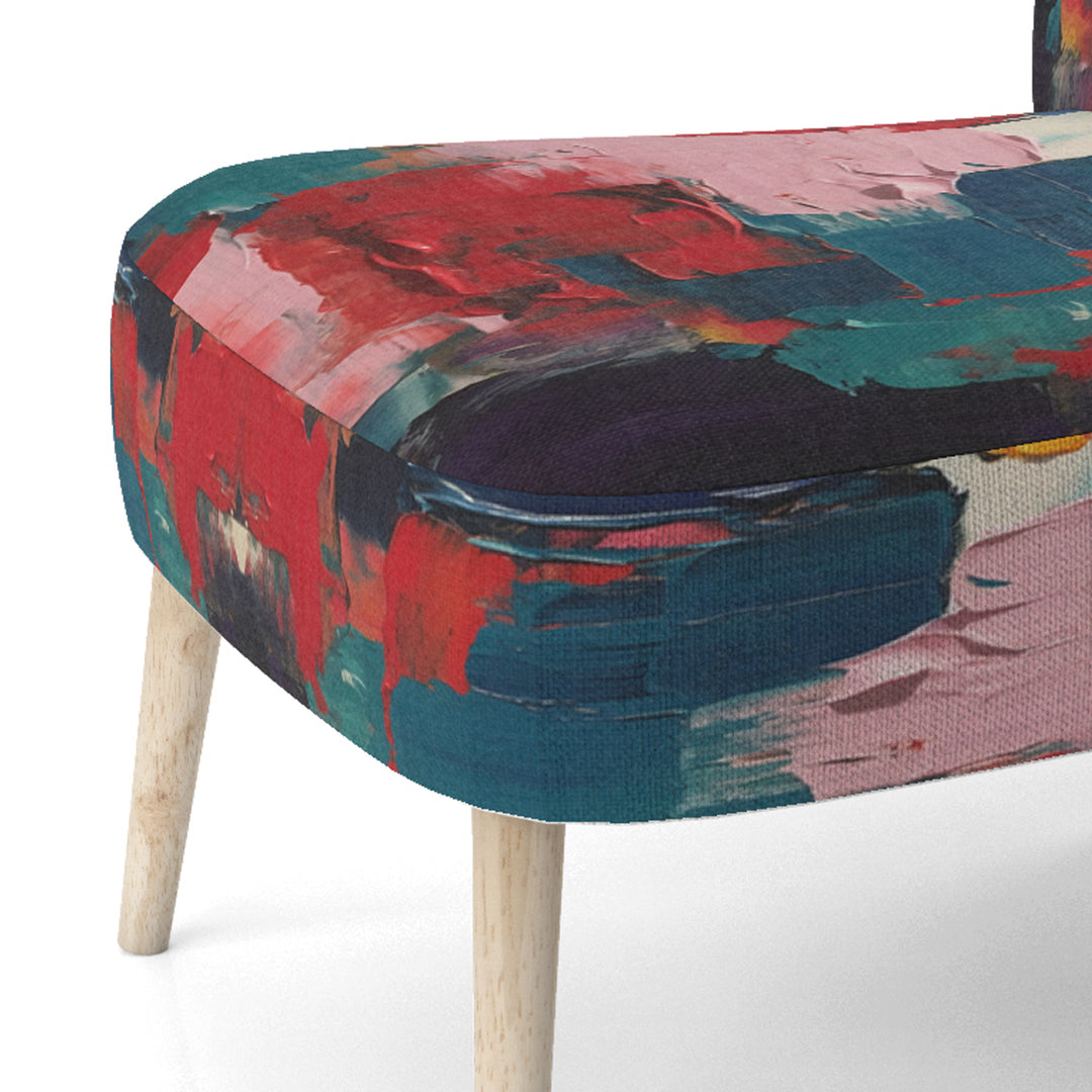 Red Teal Cubist Fusion - Modern Accent Side Chair