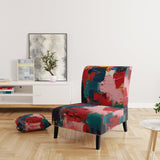 Red Teal Cubist Fusion - Modern Accent Side Chair