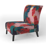 Red Teal Cubist Fusion - Modern Accent Side Chair