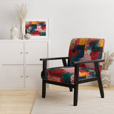 Red Teal Cubist Fusion - Modern Accent Side Chair