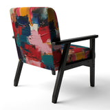 Red Teal Cubist Fusion - Modern Accent Side Chair