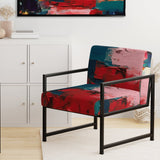 Red Teal Cubist Fusion - Modern Accent Side Chair