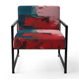 Red Teal Cubist Fusion - Modern Accent Side Chair