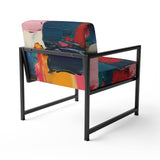 Red Teal Cubist Fusion - Modern Accent Side Chair
