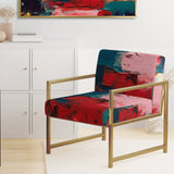 Red Teal Cubist Fusion - Modern Accent Side Chair