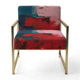 Red Teal Cubist Fusion - Modern Accent Side Chair