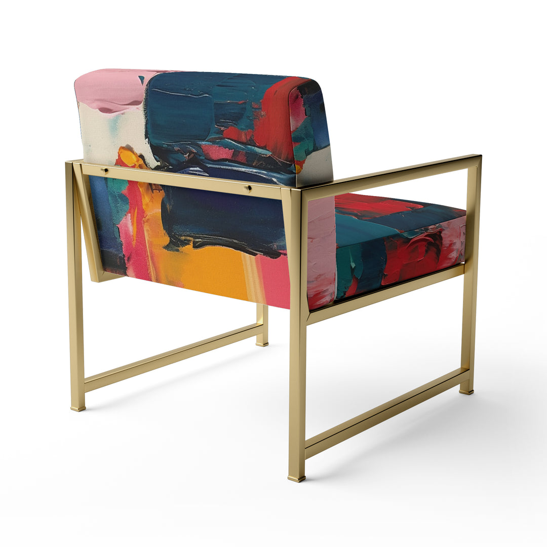 Red Teal Cubist Fusion - Modern Accent Side Chair