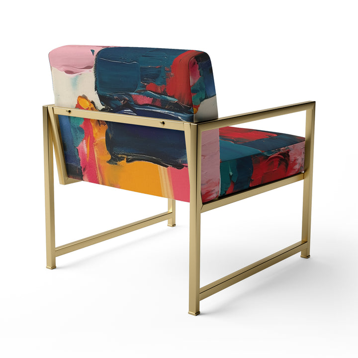 Red Teal Cubist Fusion - Modern Accent Side Chair