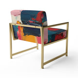 Red Teal Cubist Fusion - Modern Accent Side Chair