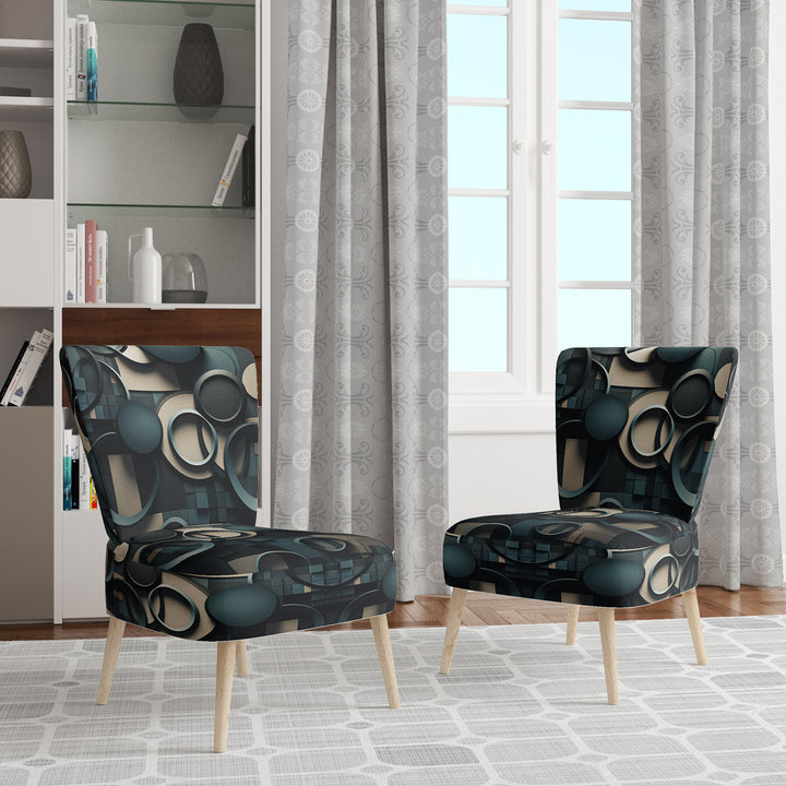 Teal Fragmented Forms - Modern Arm Chair