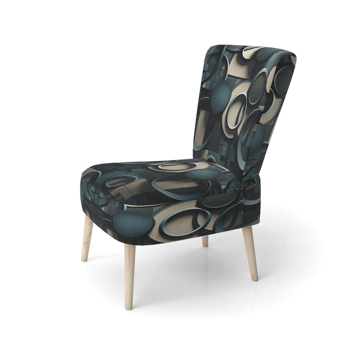 Teal Fragmented Forms - Modern Arm Chair