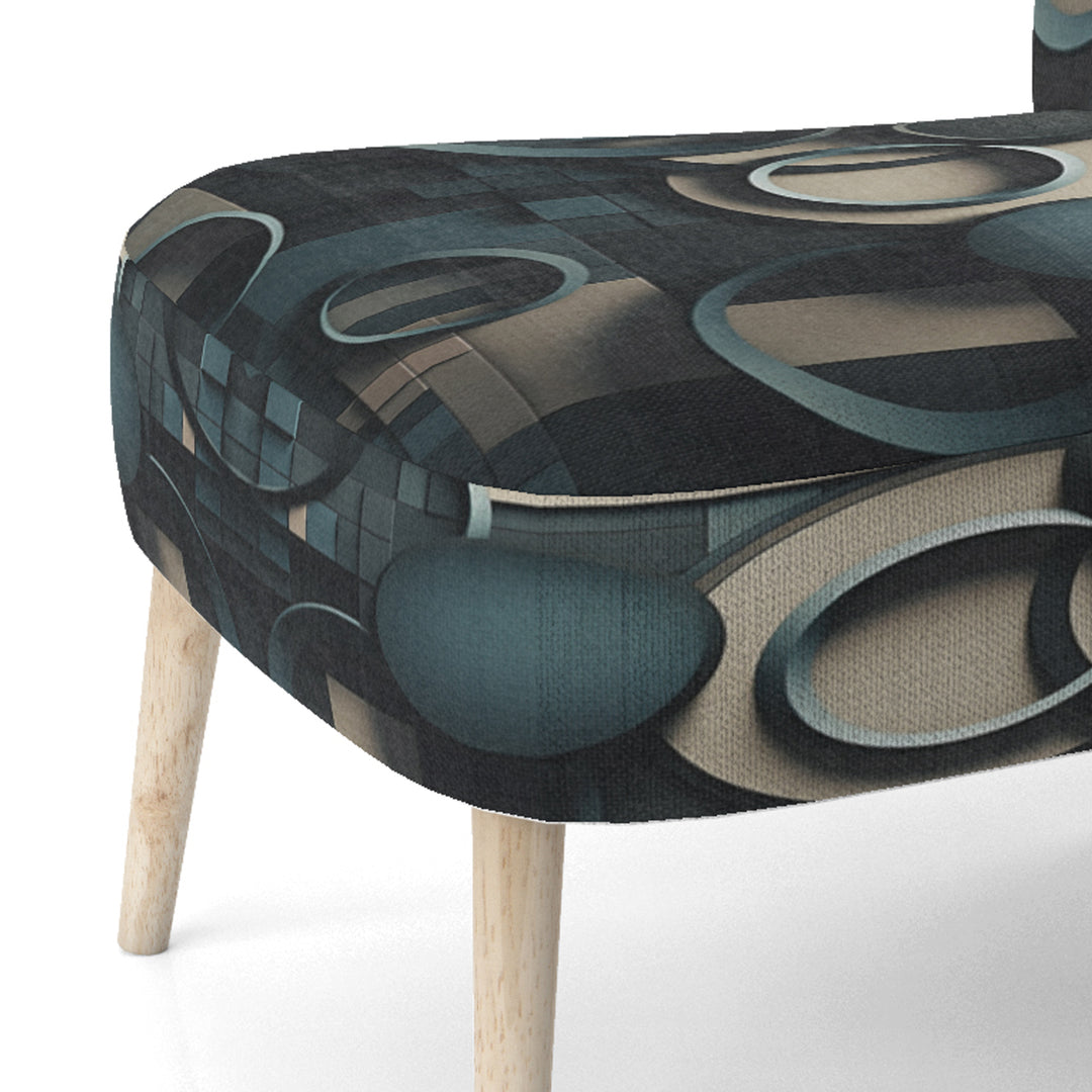 Teal Fragmented Forms - Modern Arm Chair
